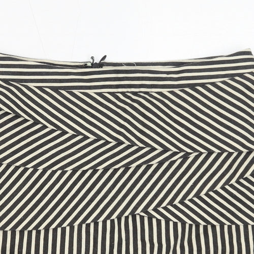 Stella Morgan Womens Black Striped Cotton Straight & Pencil Skirt Size S Zip