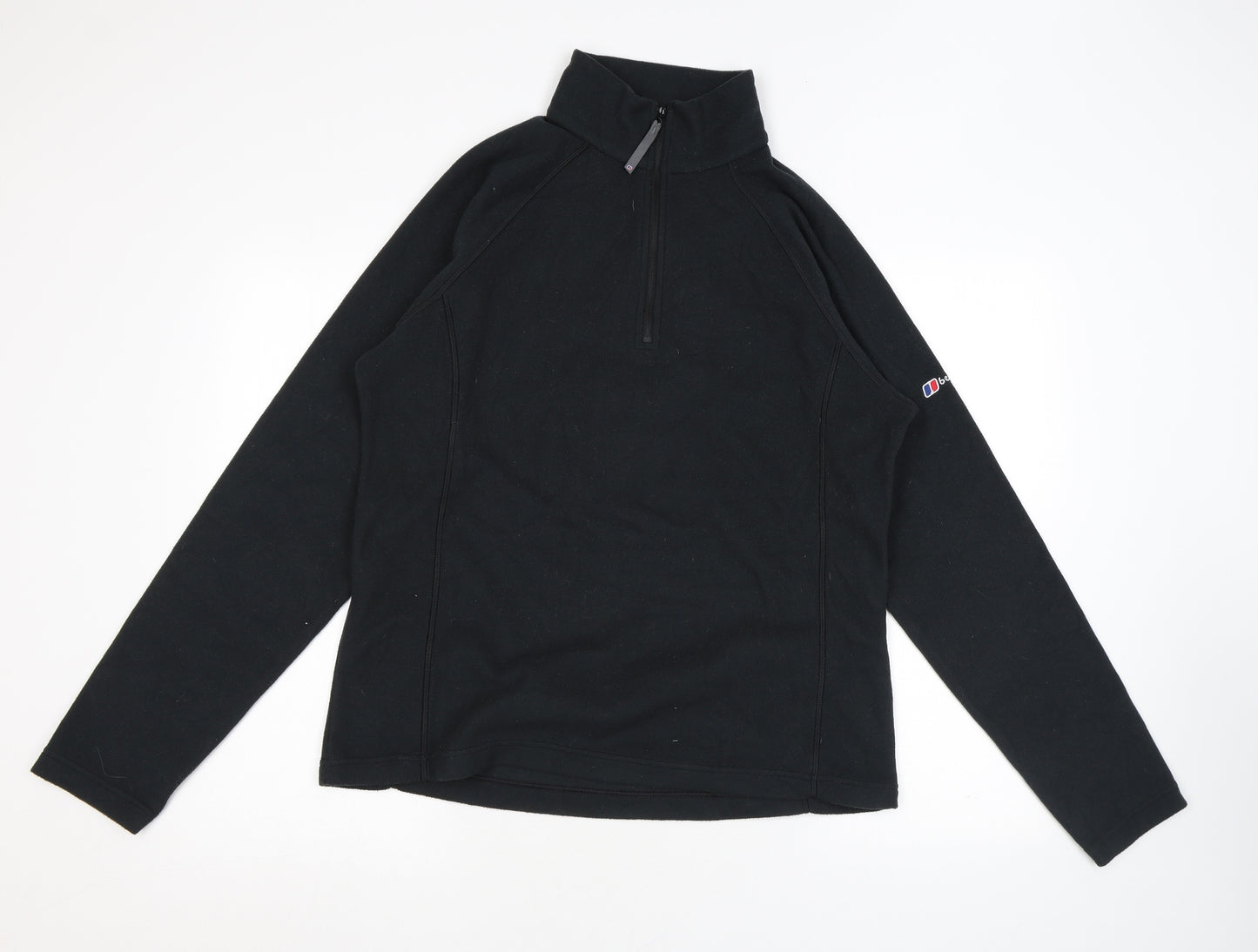 Berghaus Womens Black Polyester Pullover Sweatshirt Size 16 Zip - Sleeve Logo 1/4 Zip