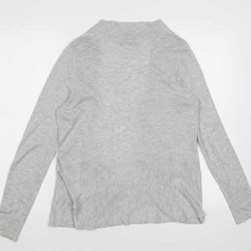 Marks and Spencer Womens Grey V-Neck Polyamide Cardigan Jumper Size 10 - Open