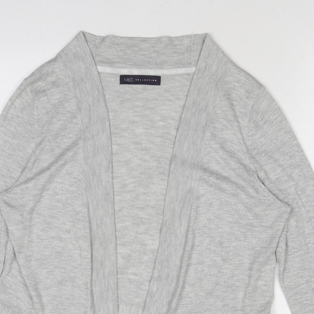 Marks and Spencer Womens Grey V-Neck Polyamide Cardigan Jumper Size 10 - Open
