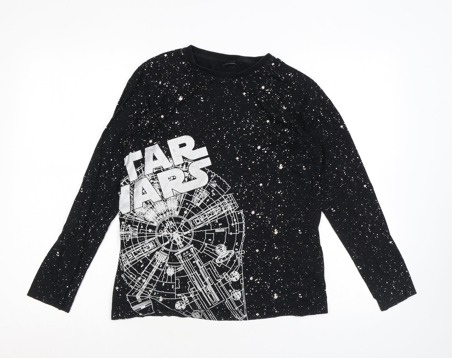 NEXT Boys Black Geometric Cotton Basic T-Shirt Size 11 Years Round Neck Pullover - Star Wars