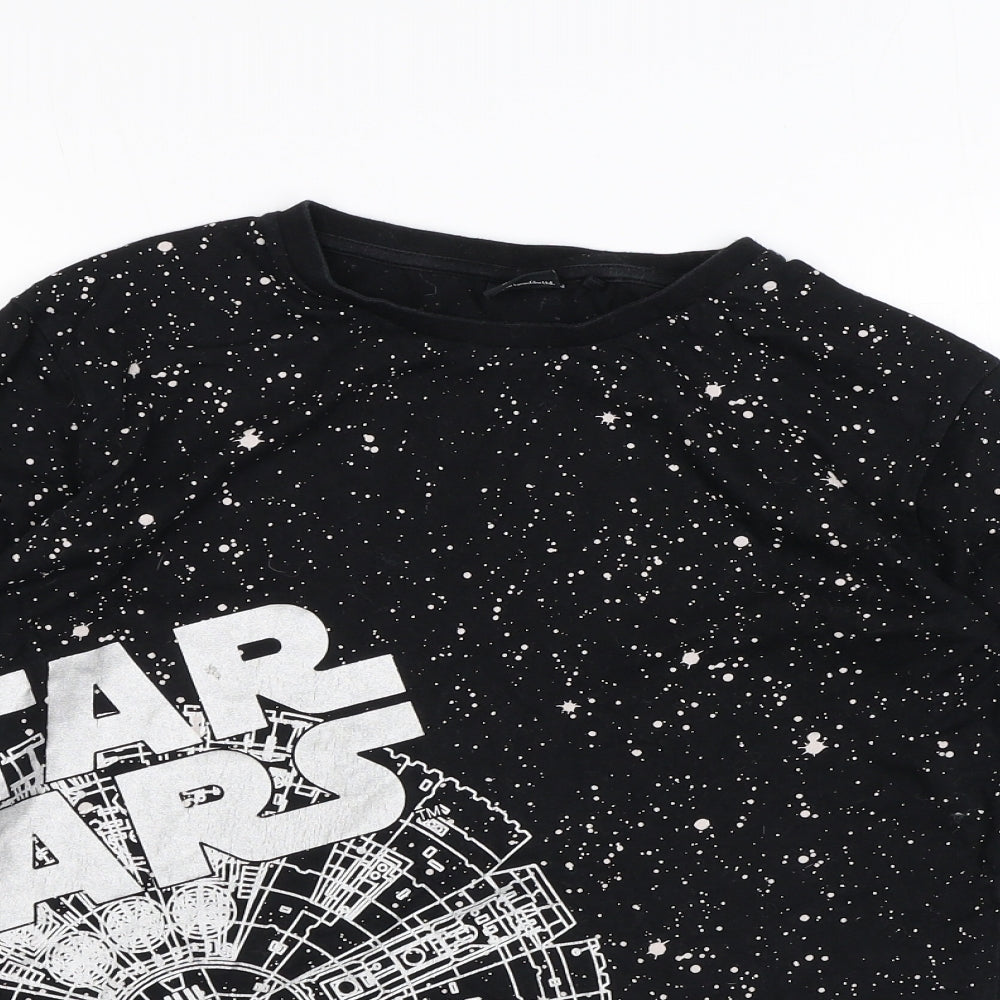 NEXT Boys Black Geometric Cotton Basic T-Shirt Size 11 Years Round Neck Pullover - Star Wars