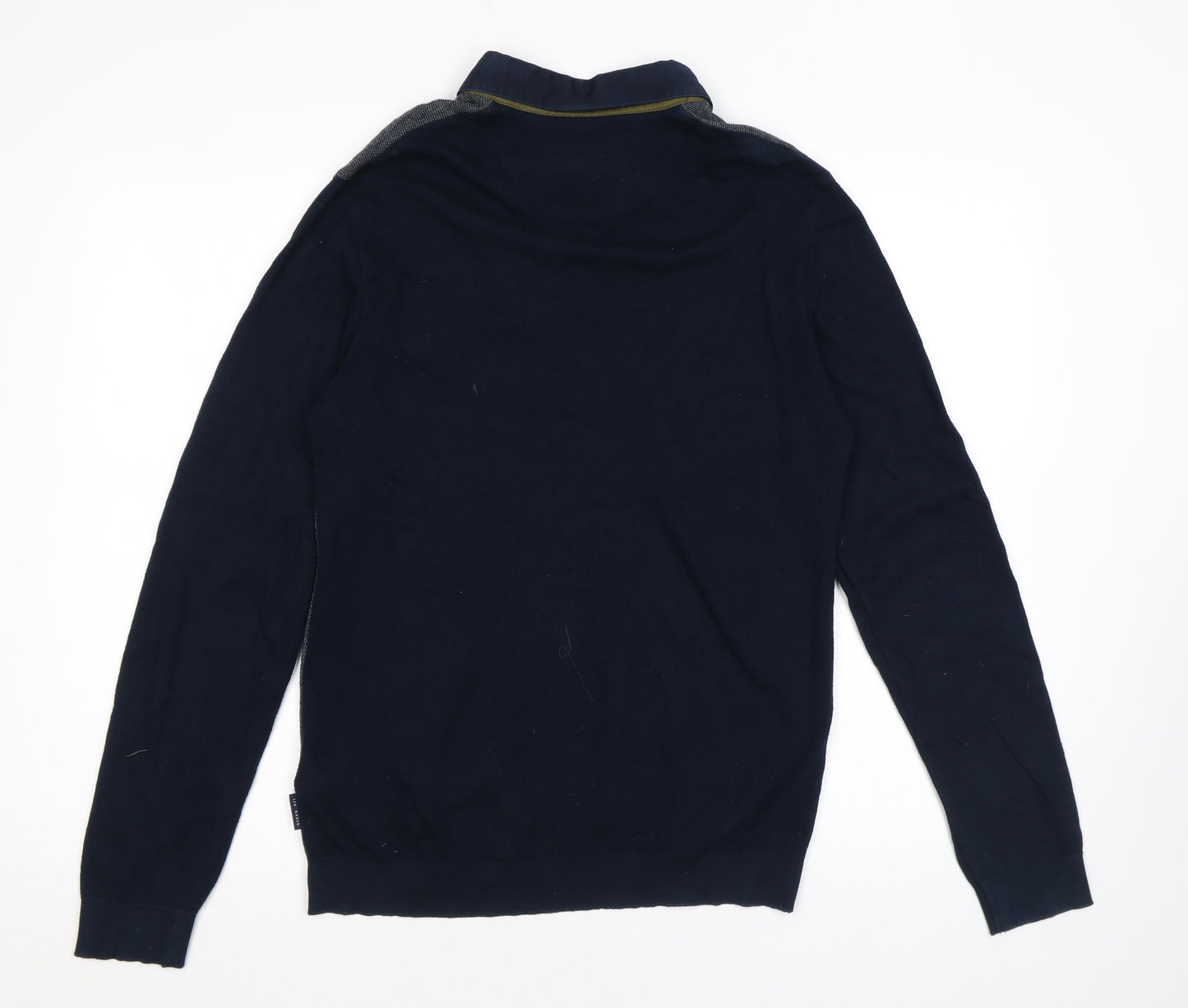 Ted Baker Mens Blue Collared Acrylic Pullover Jumper Size M Long Sleeve - Ted Baker Size 3