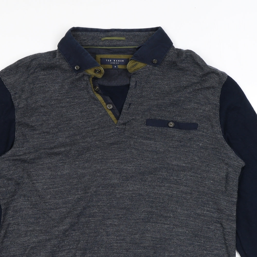 Ted Baker Mens Blue Collared Acrylic Pullover Jumper Size M Long Sleeve - Ted Baker Size 3