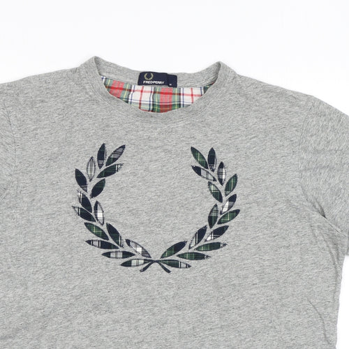 Fred Perry Mens Grey Cotton T-Shirt Size M Crew Neck