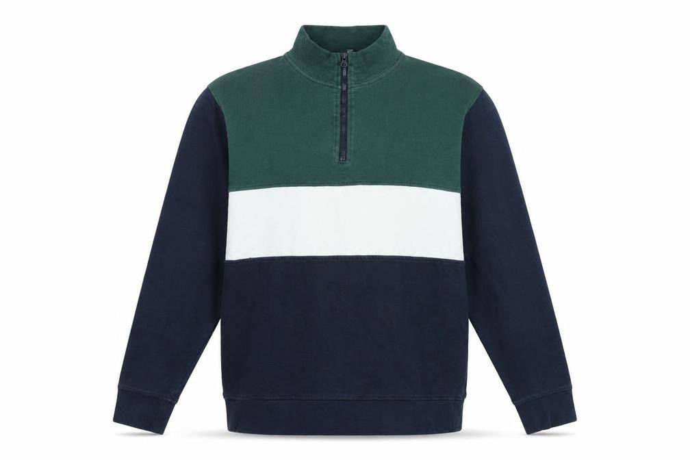 Front view of Avenue men’s multicoloured striped cotton pullover sweatshirt, size L