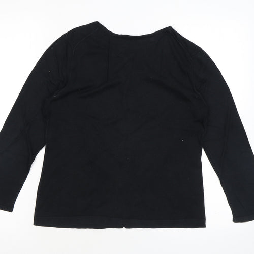 Gap Womens Black Crew Neck Cotton Cardigan Jumper Size M