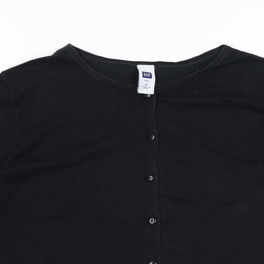 Gap Womens Black Crew Neck Cotton Cardigan Jumper Size M