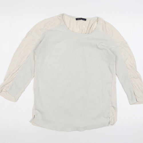 Marks and Spencer Womens Ivory Polyester Basic Blouse Size 8 Round Neck