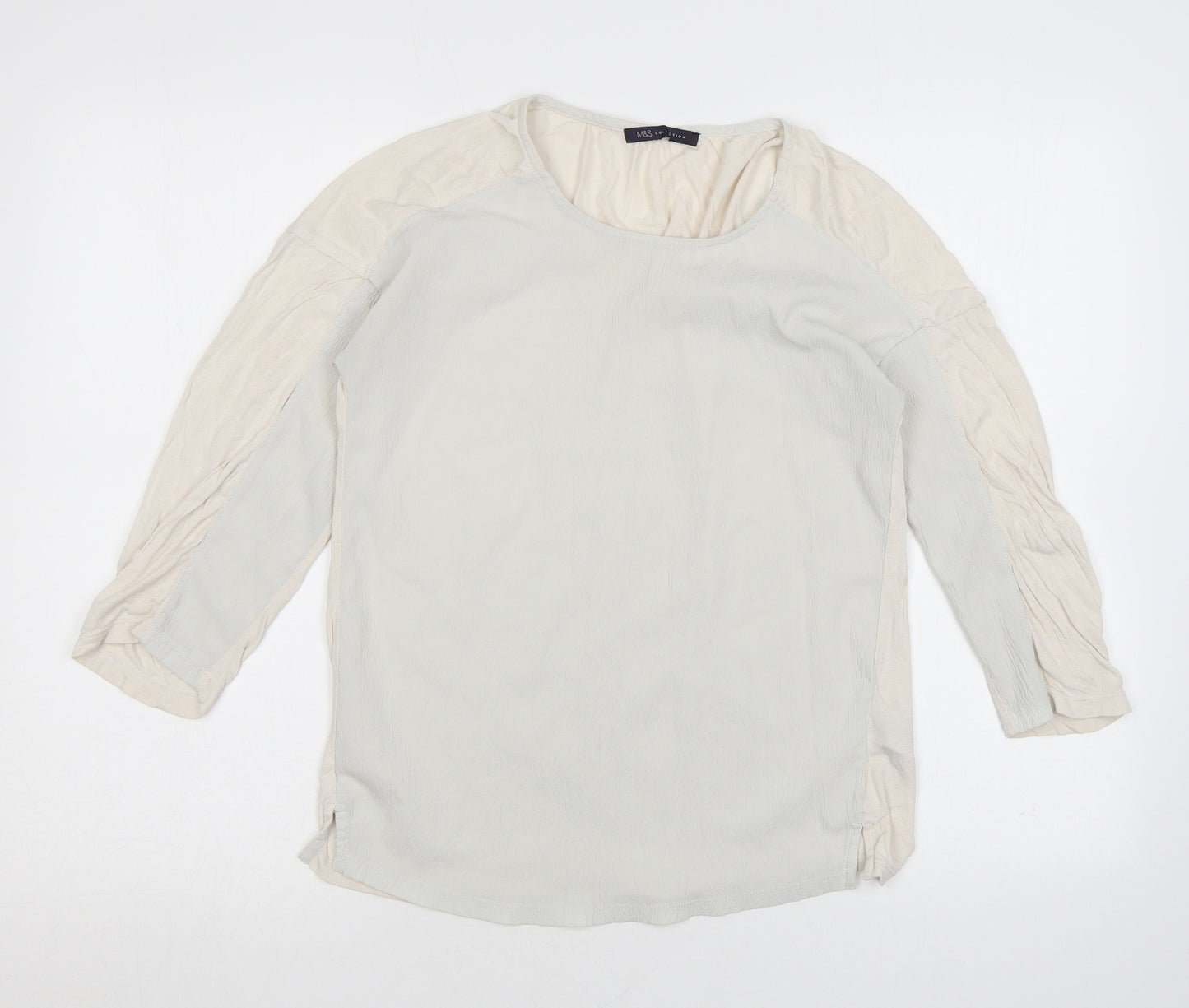 Marks and Spencer Womens Ivory Polyester Basic Blouse Size 8 Round Neck