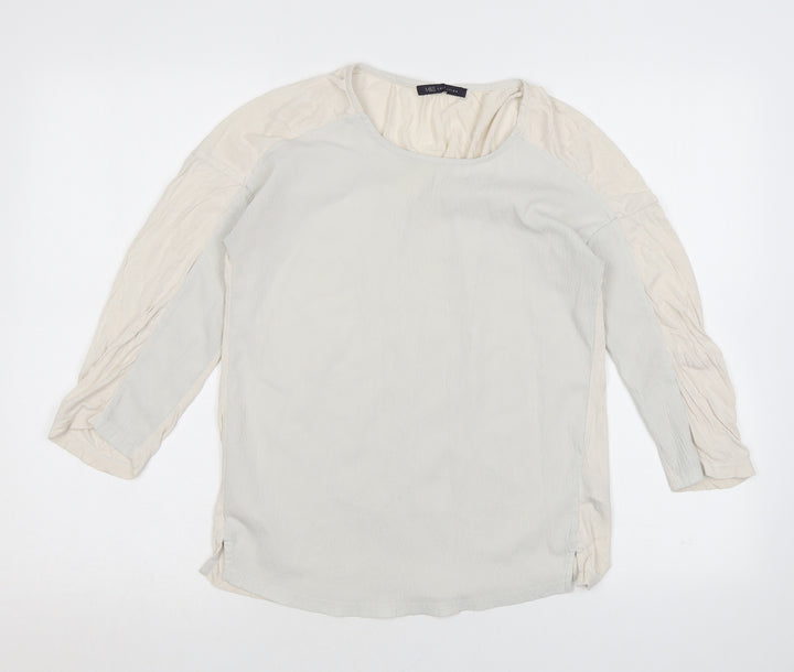 Marks and Spencer Womens Ivory Polyester Basic Blouse Size 8 Round Neck