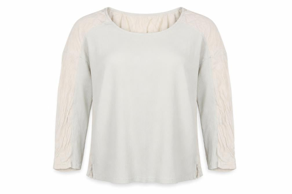 Front view of Marks & Spencer women’s ivory polyester basic blouse, size UK 8, round neck