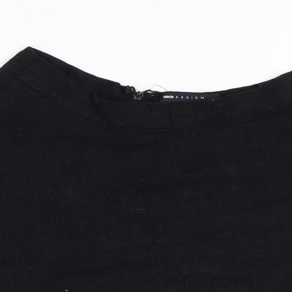 ASOS Womens Black Viscose A-Line Skirt Size 6 Zip
