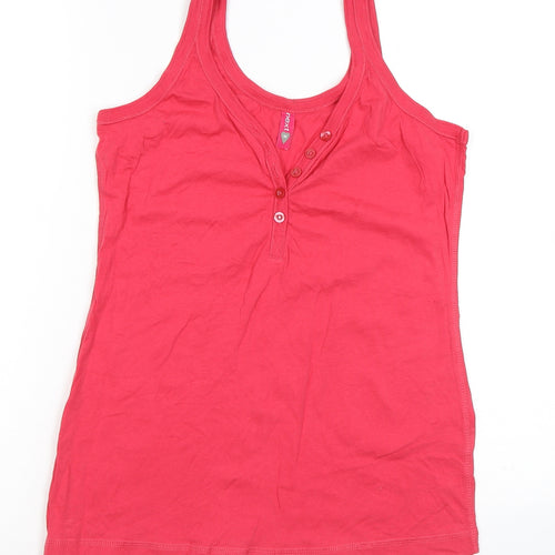 NEXT Womens Pink Herringbone Cotton Basic Tank Size M V-Neck