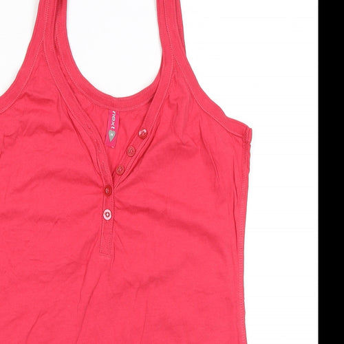 NEXT Womens Pink Herringbone Cotton Basic Tank Size M V-Neck