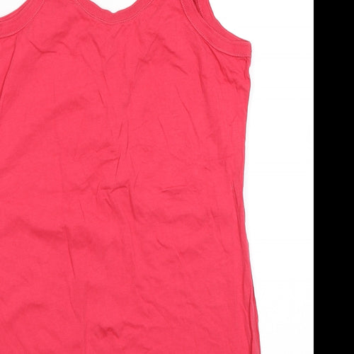 NEXT Womens Pink Herringbone Cotton Basic Tank Size M V-Neck