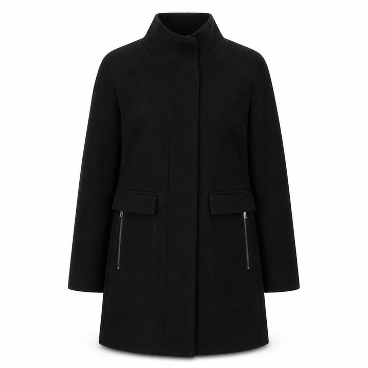 Mango Womens Black Overcoat Coat Size XS Zip