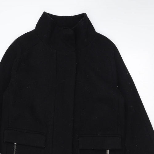Mango Womens Black Overcoat Coat Size XS Zip