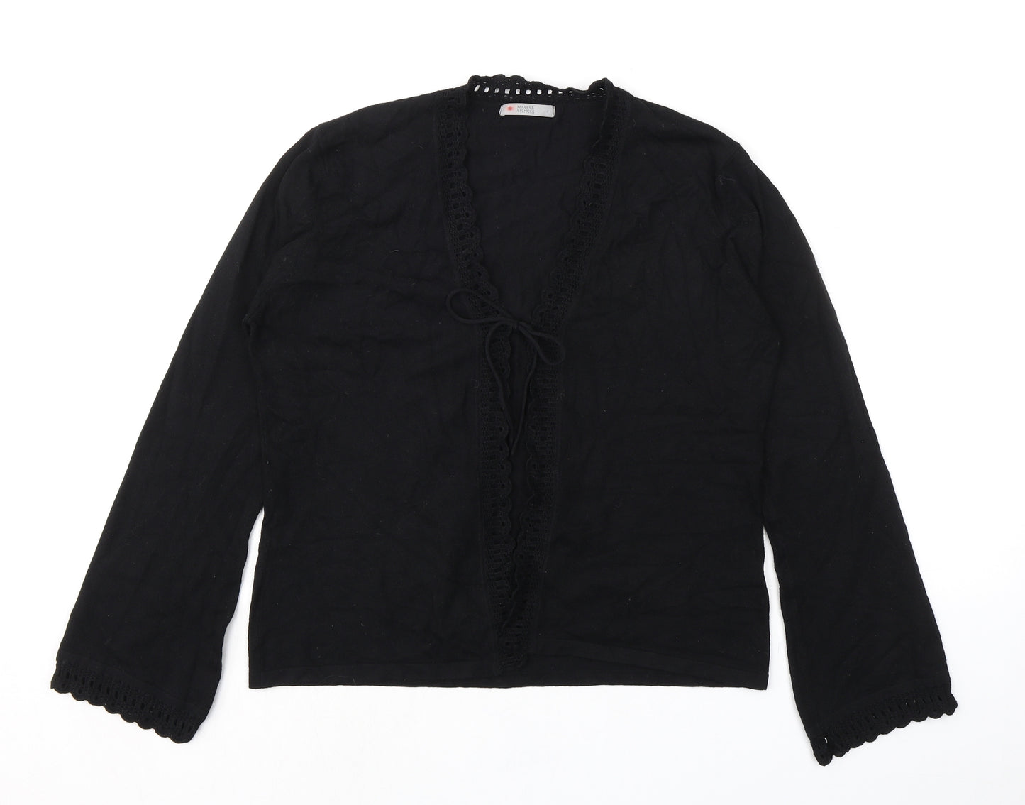Marks and Spencer Womens Black V-Neck Viscose Cardigan Jumper Size 16