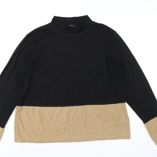 Marks and Spencer Womens Black Mock Neck Polyester Pullover Jumper Size 14