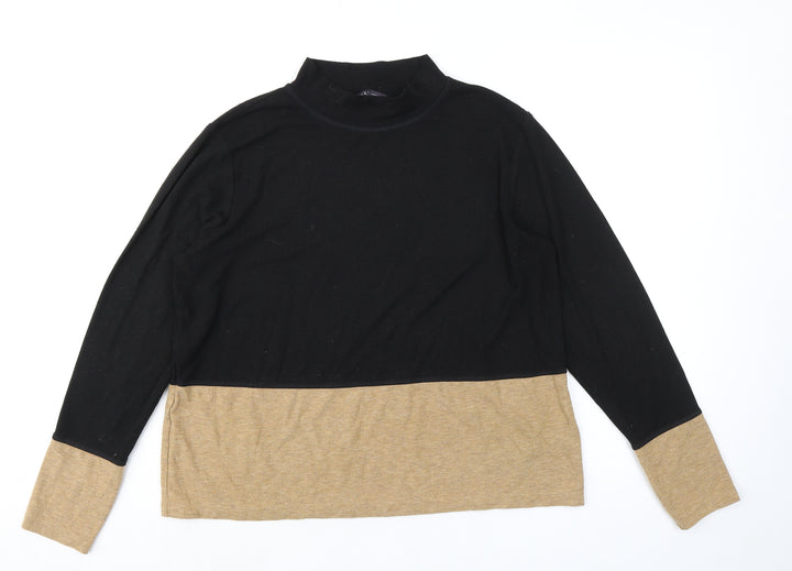 Marks and Spencer Womens Black Mock Neck Polyester Pullover Jumper Size 14
