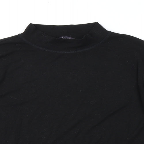 Marks and Spencer Womens Black Mock Neck Polyester Pullover Jumper Size 14