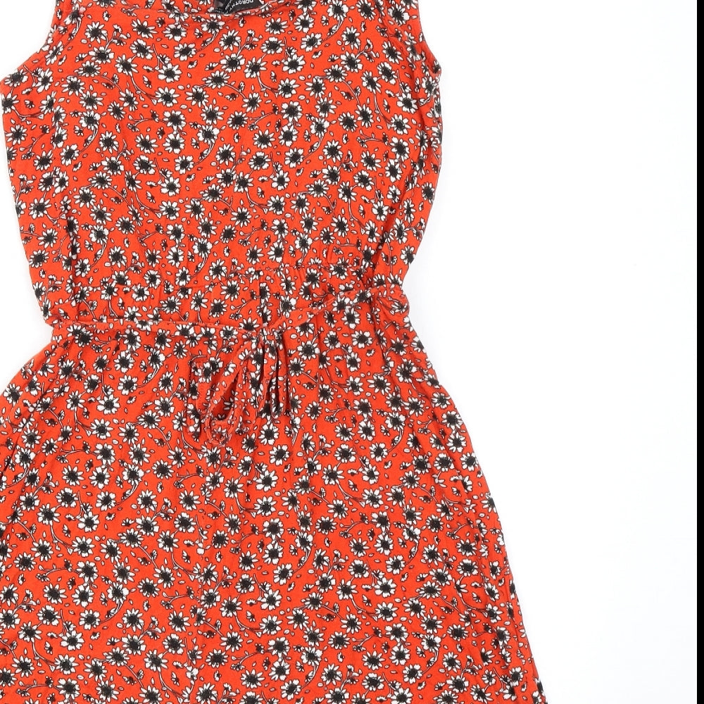 Dorothy Perkins Womens Red Floral Viscose Playsuit One-Piece Size 10 L4 in Tie - Drawstring Waist