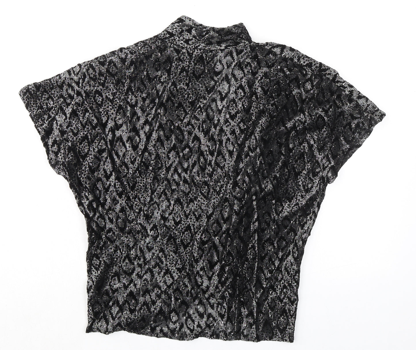 C&A Womens Black Animal Print Viscose Basic Blouse Size 12 V-Neck