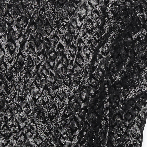 C&A Womens Black Animal Print Viscose Basic Blouse Size 12 V-Neck