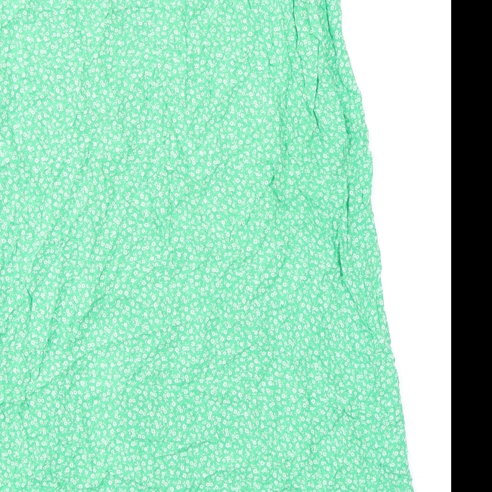 New Look Womens Green Floral Viscose Maxi Skirt Size 10 Zip