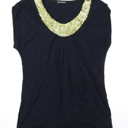 Autograph Womens Blue Viscose Basic T-Shirt Size 10 Round Neck