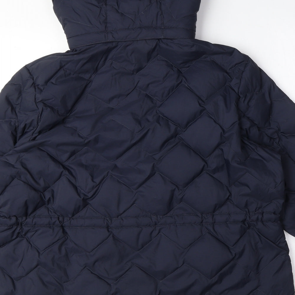Marks and Spencer Womens Blue Quilted Coat Size 16 Zip - Puffer