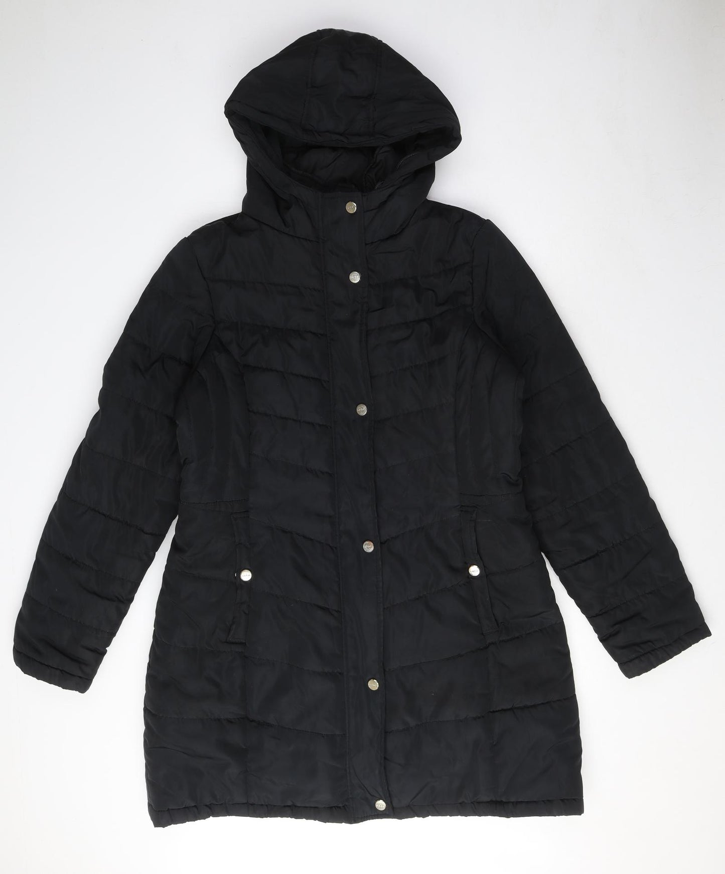 bebe Womens Black Puffer Jacket Coat Size L Zip