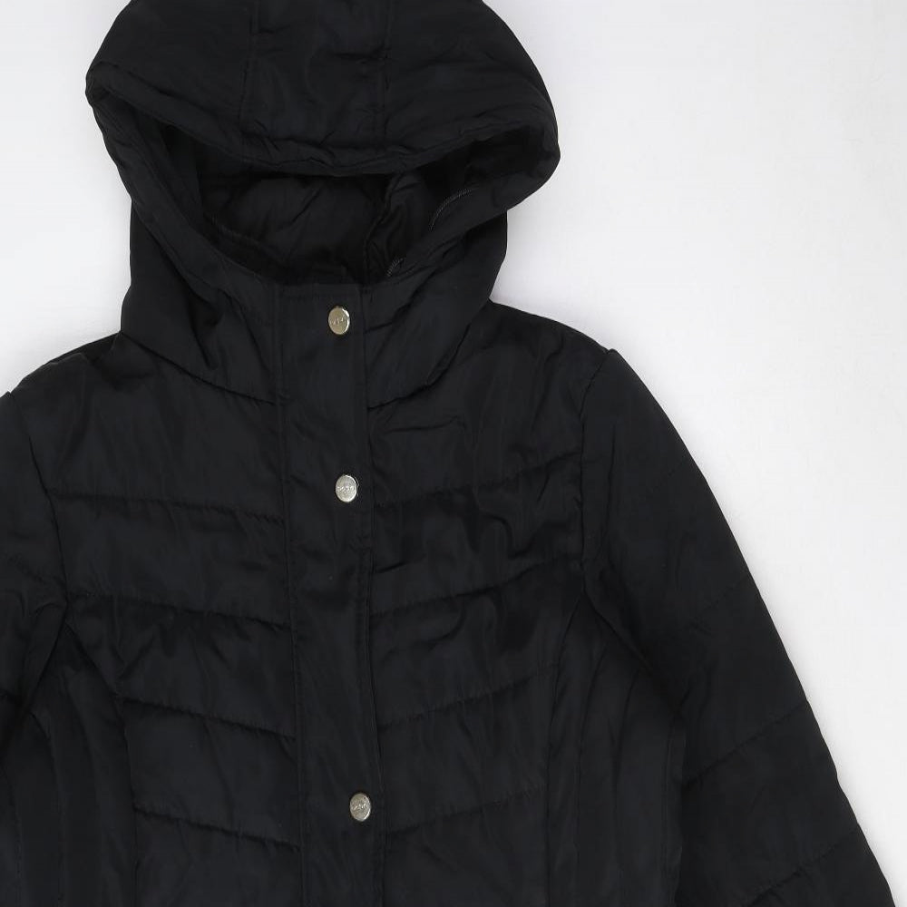 bebe Womens Black Puffer Jacket Coat Size L Zip