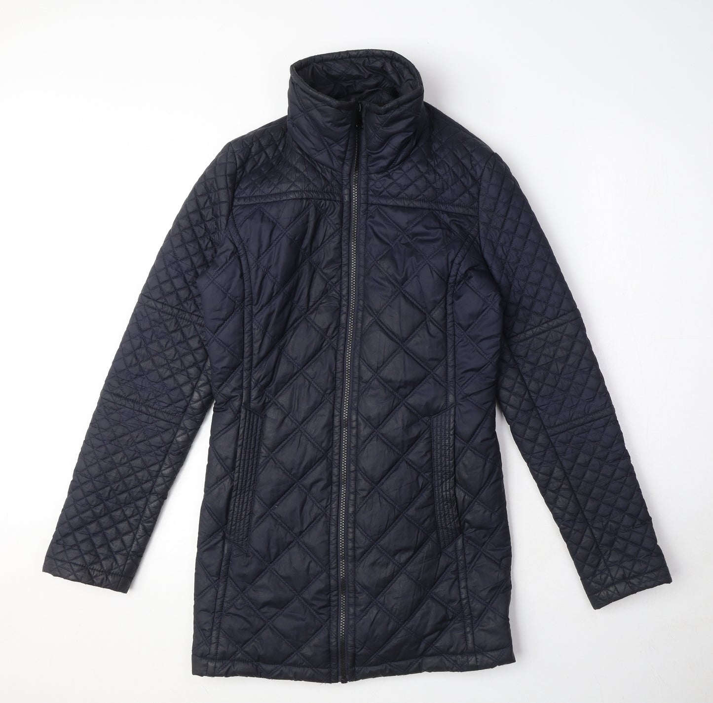 Andrew Marc Womens Blue Quilted Coat Size S Zip