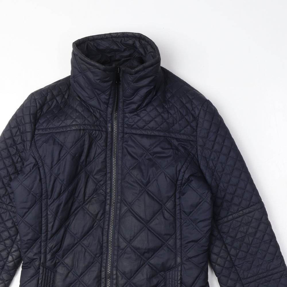 Andrew Marc Womens Blue Quilted Coat Size S Zip
