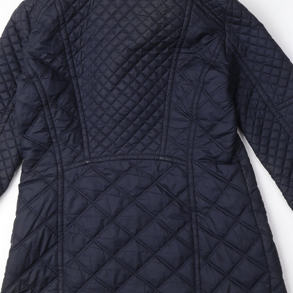 Andrew Marc Womens Blue Quilted Coat Size S Zip
