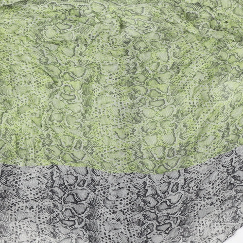 BCBGMAXAZRIA Womens Green Animal Print Silk Basic Blouse Size XS V-Neck - Snake Skin Print