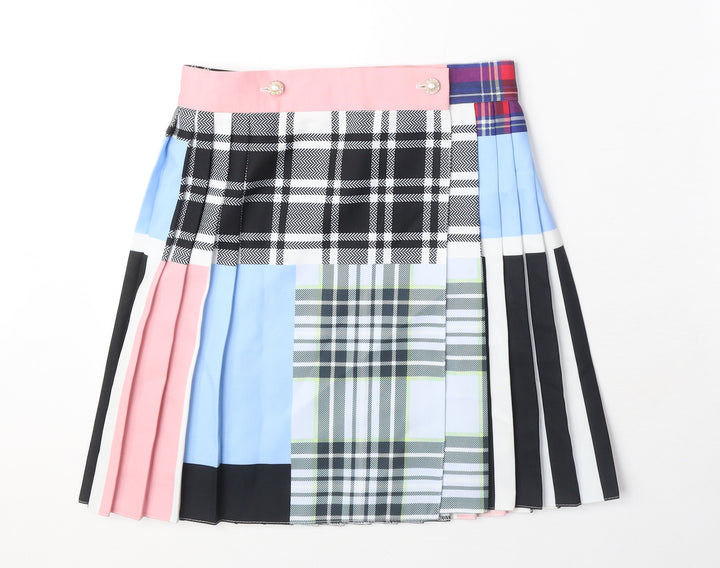 Reclaimed Vintage Womens Multicoloured Geometric Polyester Pleated Skirt Size 8 Button - Pearl Details