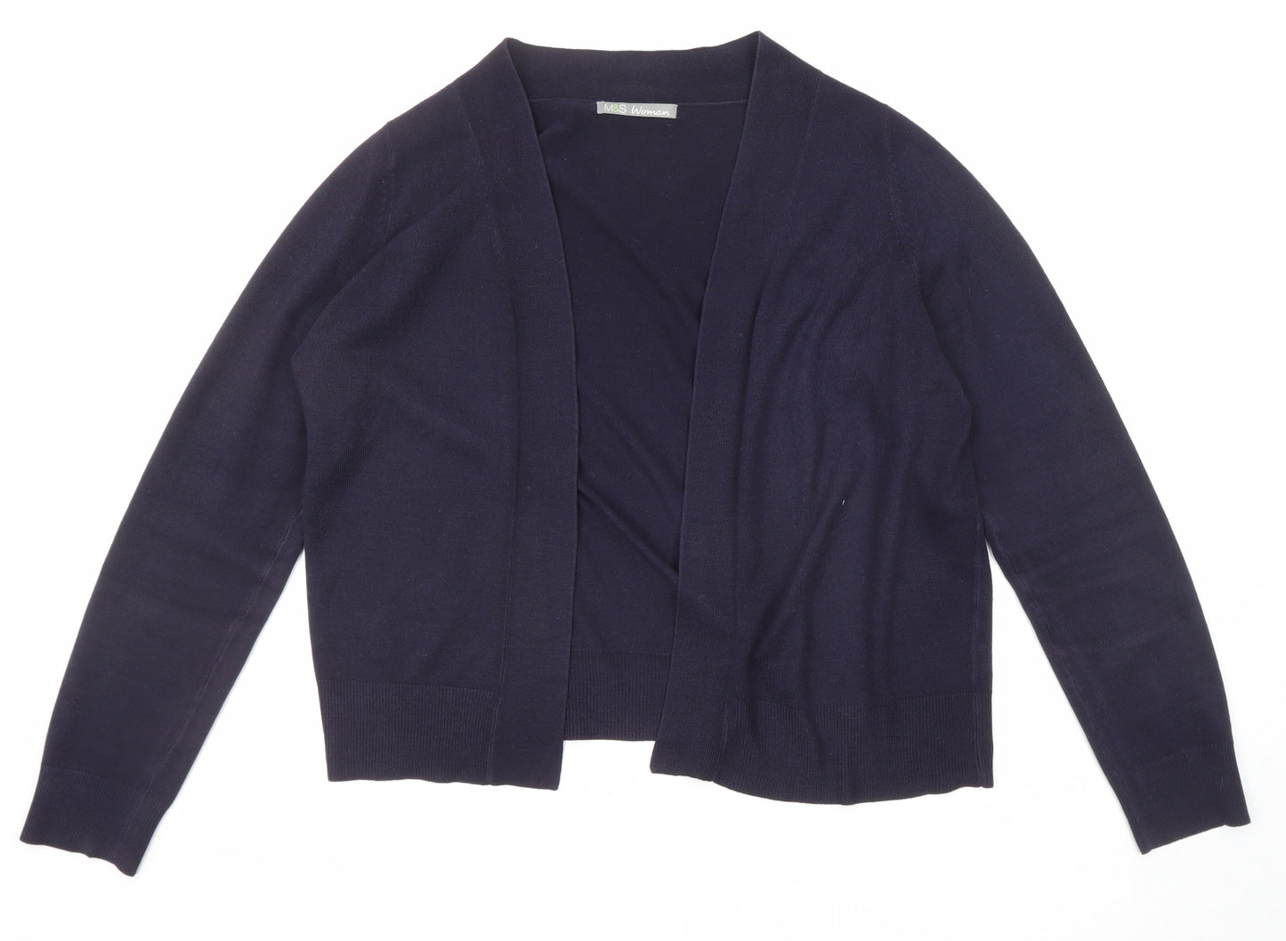 Marks and Spencer Womens Blue V-Neck Acrylic Cardigan Jumper Size 16