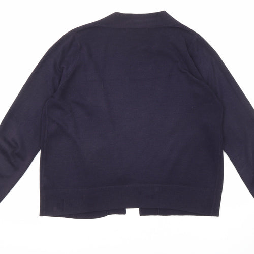 Marks and Spencer Womens Blue V-Neck Acrylic Cardigan Jumper Size 16