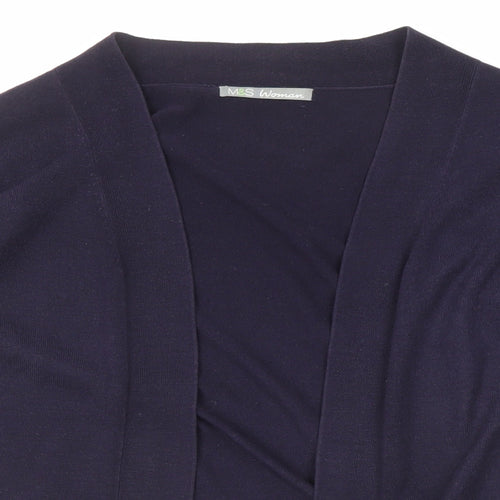 Marks and Spencer Womens Blue V-Neck Acrylic Cardigan Jumper Size 16