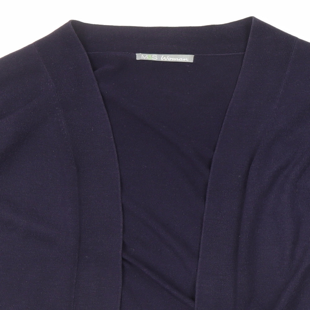 Marks and Spencer Womens Blue V-Neck Acrylic Cardigan Jumper Size 16