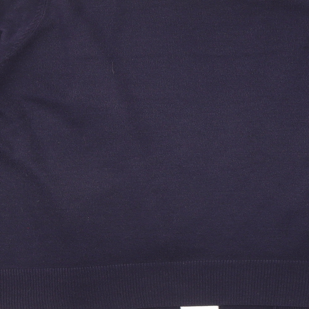 Marks and Spencer Womens Blue V-Neck Acrylic Cardigan Jumper Size 16