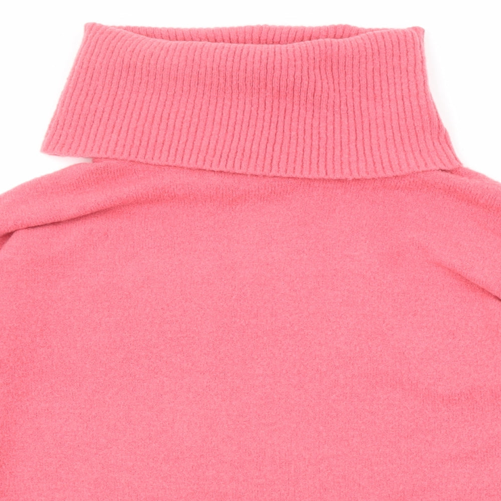 River Island Womens Pink Roll Neck Acrylic Pullover Jumper Size L