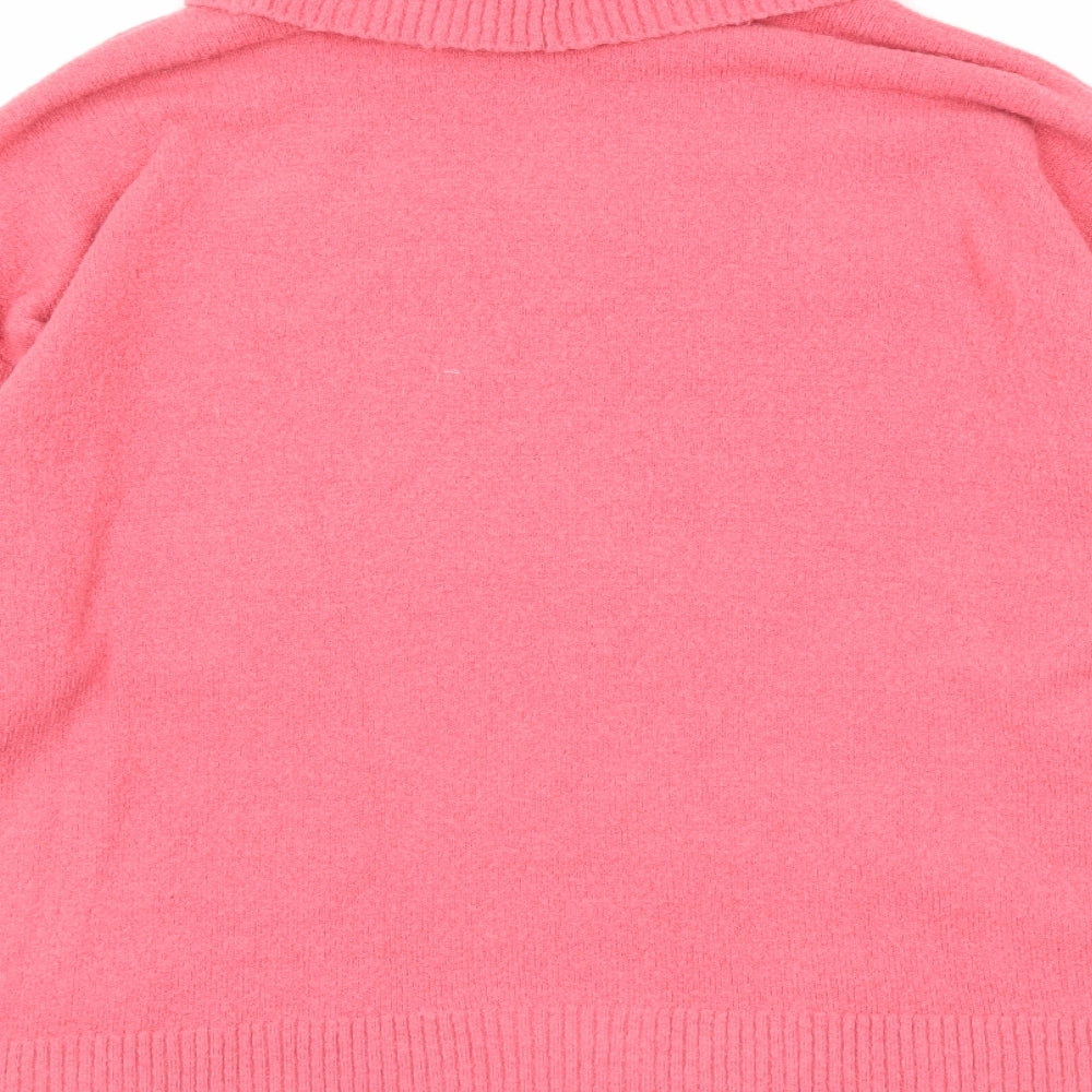 River Island Womens Pink Roll Neck Acrylic Pullover Jumper Size L