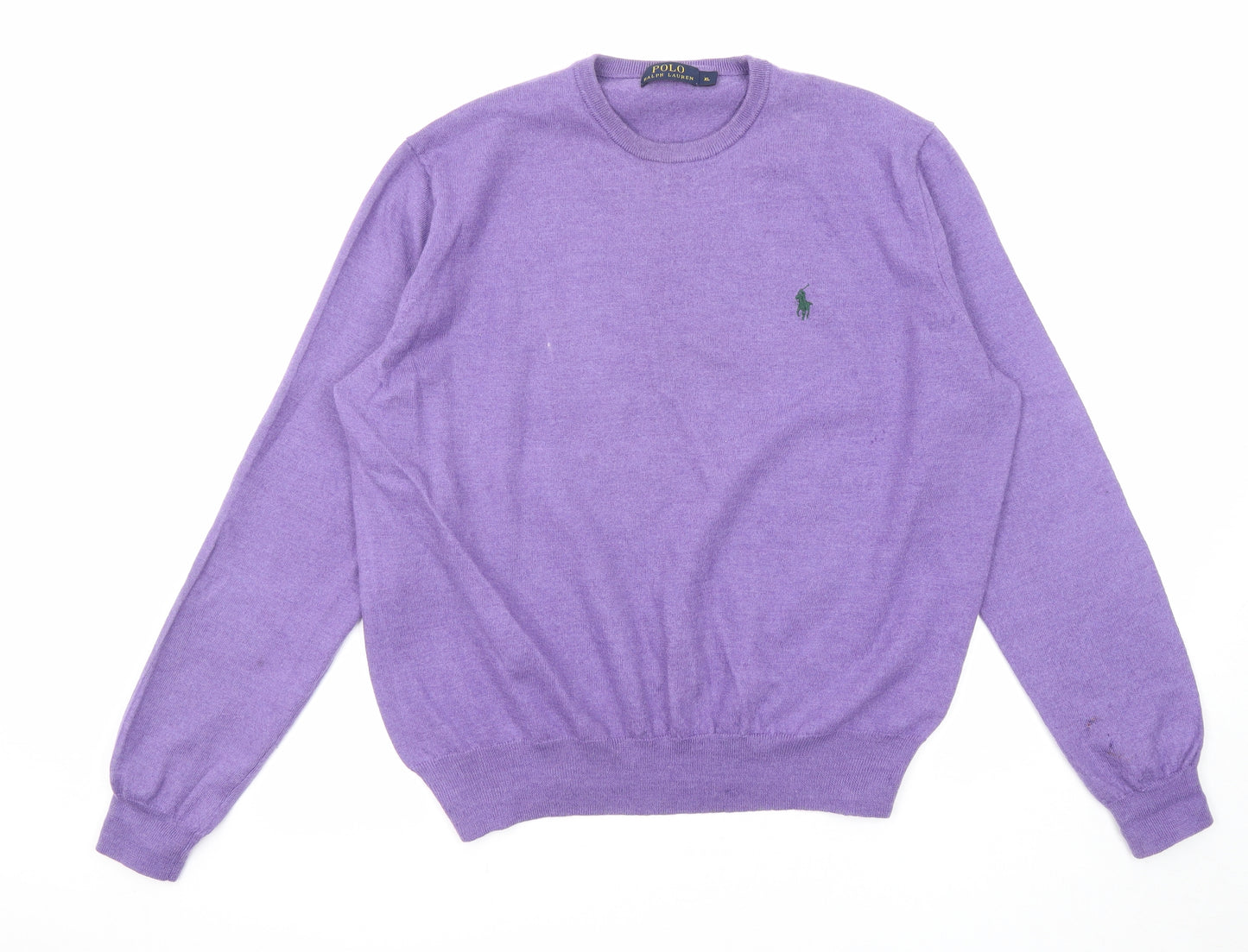 Ralph Lauren Womens Purple Crew Neck Wool Pullover Jumper Size XL