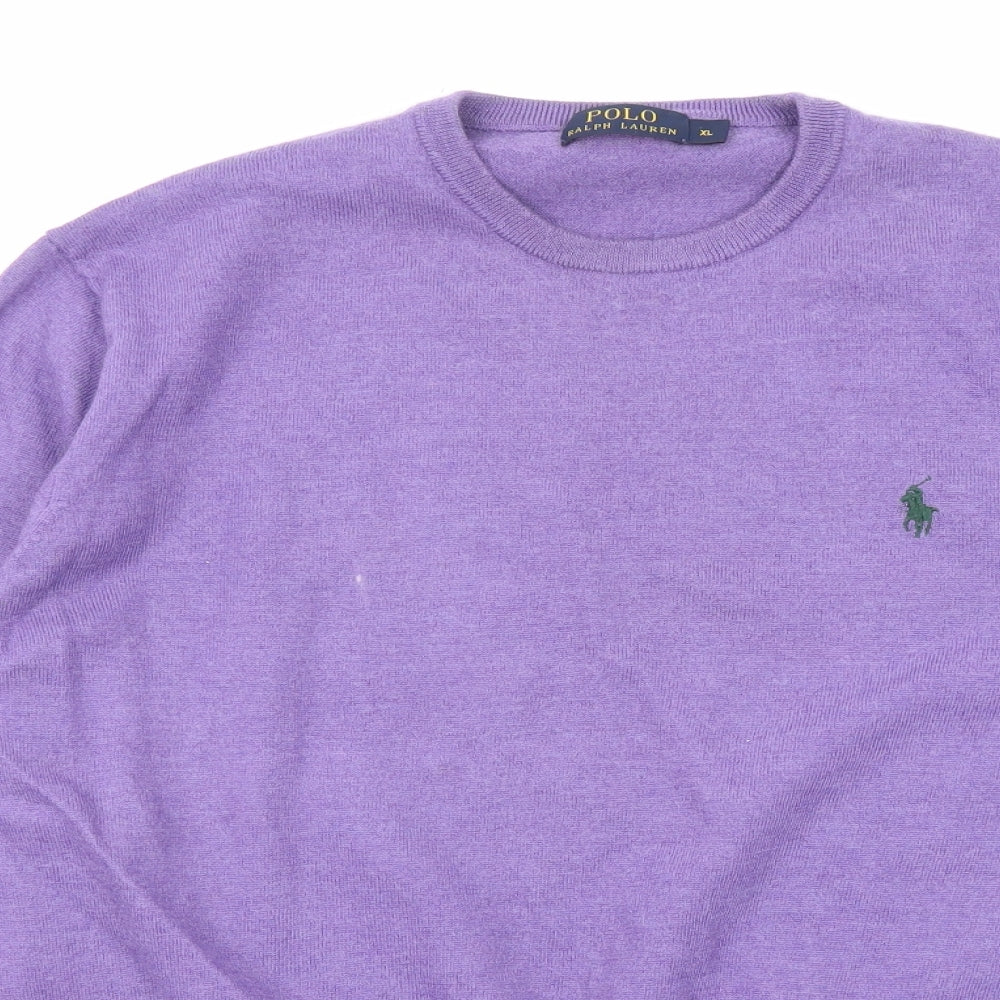 Ralph Lauren Womens Purple Crew Neck Wool Pullover Jumper Size XL