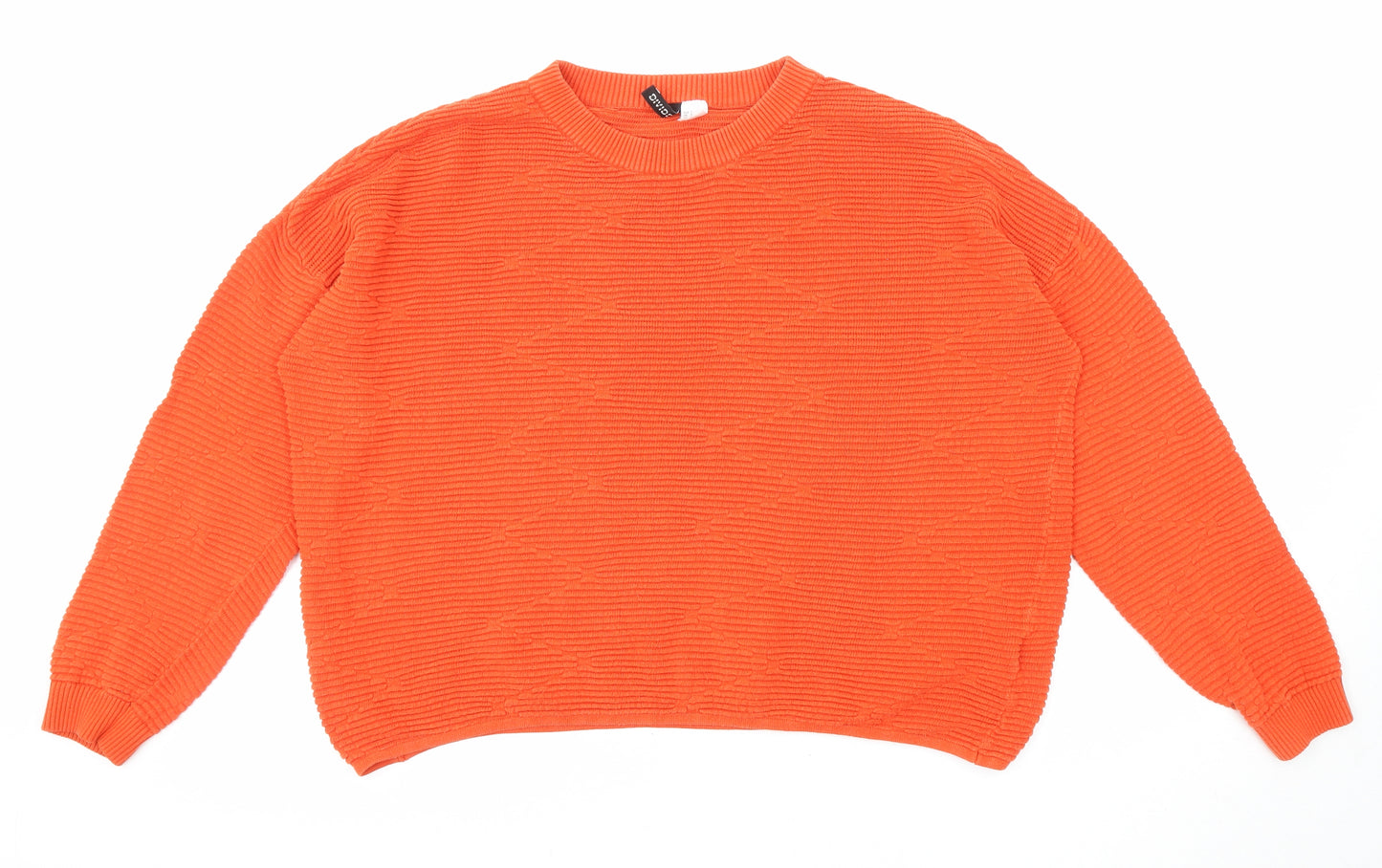 Divided by H&M Womens Orange Crew Neck Cotton Pullover Jumper Size S - Oversized