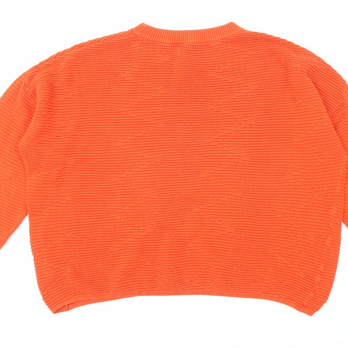 Divided by H&M Womens Orange Crew Neck Cotton Pullover Jumper Size S - Oversized